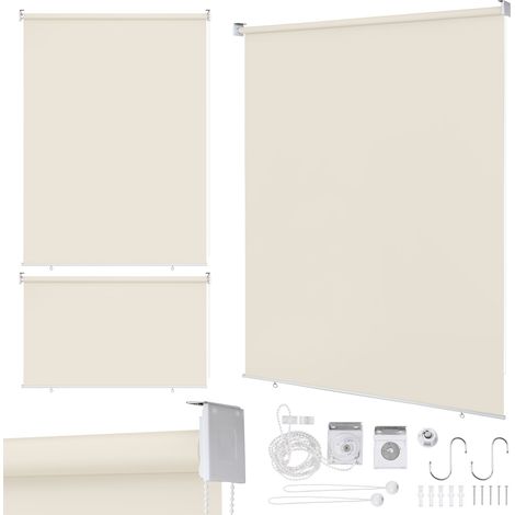 Jiubiaz Estor vertical Estor de exterior para balcón Estor enrollable Pantalla exterior escamoteable Protección solar 140x240CM Beige