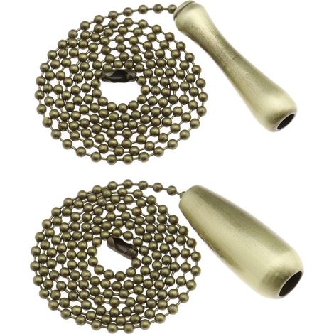Lot de 2 boules de perles vintage - En métal - Avec interrupteur - Pour ventilateur de plafond (1/5)