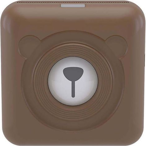 Imprimante de poche portable marron motif ours mignon, légère et compacte avec batterie intégrée (1/5)