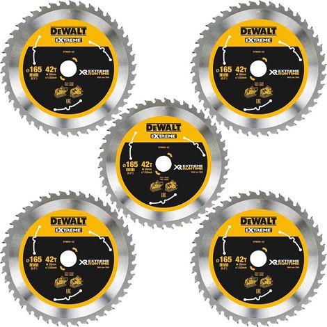 5 X Dewalt DT99561 165mm x 20mm 42T Extreme Runtime FlexVolt Plunge Saw Blades (1/5)