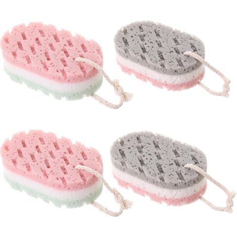Lot de 4 éponges de bain, éponges pour adultes, éponges de massage, éponges douces pour le corps, pour hommes, femmes et enfants. (1/5)