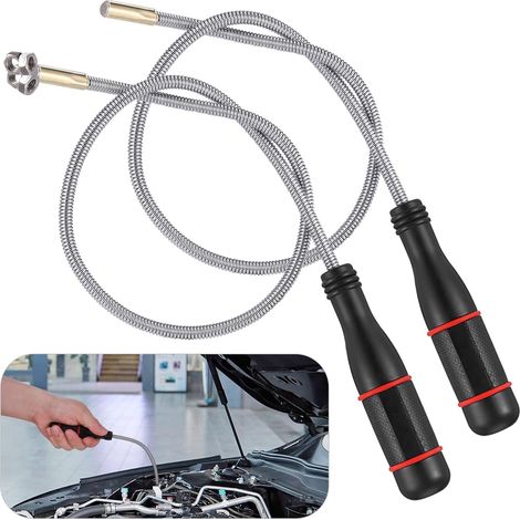 Für 2 Stück 60 cm flexibles magnetisches Aufnahmewerkzeug, leistungsstarkes magnetisches Aufnahmewerkzeug mit rutschfestem Griff, Teleskopmagnet, tragbares magnetisches Aufnahmewerkzeug, Mechaniker fü