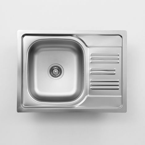 Lavello cucina a incasso in acciaio inox con 1 vasca e gocciolatoio 58x43.5 cm finitura inox - Lonsy