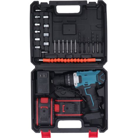 Kit de perceuse à main électrique sans fil brossé portable rechargeable avec 2 piles au lithium 21 V bleu (1/5)