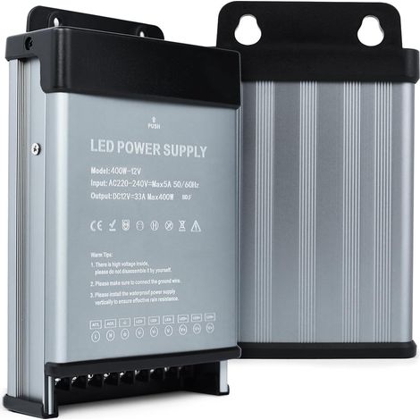 LED Transformer 220V 12V Transfo 400W Waterproof Power Supply LED Transfo 220V AC to 12V 33A Driver Constant Voltage Waterproof IP44 Adapter Low Voltage Converter (1/5)