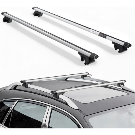 VEVOR Barres Transversales de Toit, Barre Porte Bagages Charge 100 kg 128 cm, pour Rails de Toit Sureleves avec Ecartement 22-106 cm, en Aluminium, pour Panier Porte-bagages Galerie Camping Voyage (1/5)