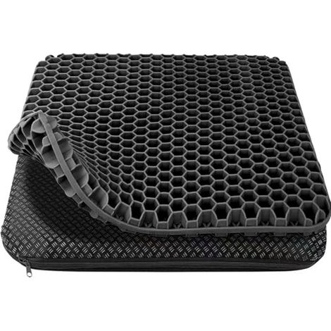 Cojín de gel ortopédico para silla de oficina, suave y cómodo, con funda de tela lavable y antideslizante, apto para sillas de oficina, sillas de ruedas, asientos de coche, etc., color negro.