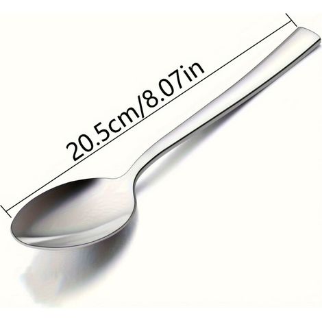 Ensemble de 12 cuillères à vaisselle en acier inoxydable poli miroir, ustensiles de cuisine compatibles lave-vaisselle(BR)