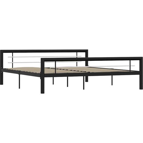 Maison Exclusive - Bettgestell Schwarz und Weiß Metall 180×200 cm
