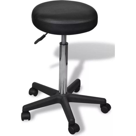 Tabouret de bureau rond similicuir noir Tawen (1/4)