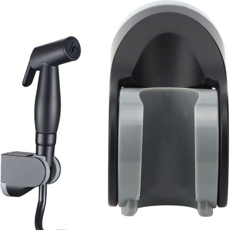 Support de pommeau de douche ABS noir mat, support de douchette réglable (1/5)