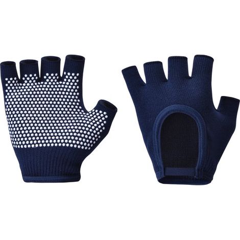 Gants de yoga sans doigts - Gants de fitness antidérapants - Entraînement Pilates Barre - Adhérence antidérapante améliorée - Taille unique - Bleu marine multicolore (1/5)
