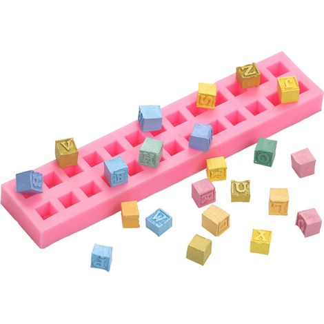 1 Moule silicone, alphabet anglais 26 lettres, cube 3D, fondant chocolat glaçon, pâtisserie DIY (1/5)