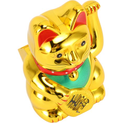 Chat porte-bonheur solaire de 10 cm avec patte qui agite, à énergie solaire, style Feng Shui, symbole de richesse, décoration intérieure, couleur or MLY23056 (1/5)