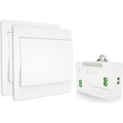 Kit d'interrupteur d'éclairage radio, sans câblage, sans pile, installation facile, télécommande extérieure jusqu'à 200 m (2 interrupteurs RF et 1 récepteur) (1/4)