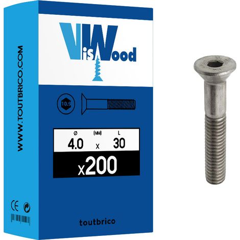 200 vis 6 pans creux 4x30mm FHC 10.9 zingué Viswood