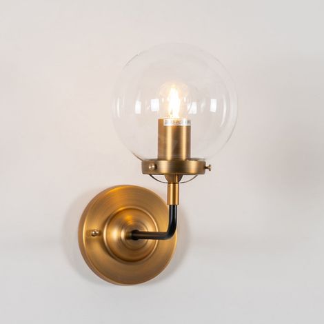 Industrielle Wandleuchte Retro Gold - Klar Glas Zenith