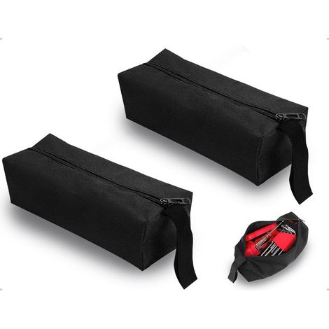 Lot de 2 petites trousses à outils, sac de rangement portable et étanche avec sangle de suspension et fermeture éclair, pour pinces et clés(Noir) (1/5)