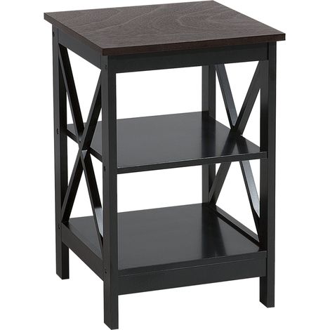 Mesa auxiliar negra 2 niveles estantes de almacenamiento minimalista escandinava Foster