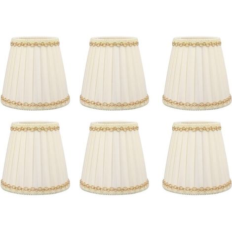 Lot de 6 petits abat-jours en tissu – Installation à clipser – Dimensions 9x14x13cm – Pour ampoules E14 – Style moderne pour bureau et salon (1/5)