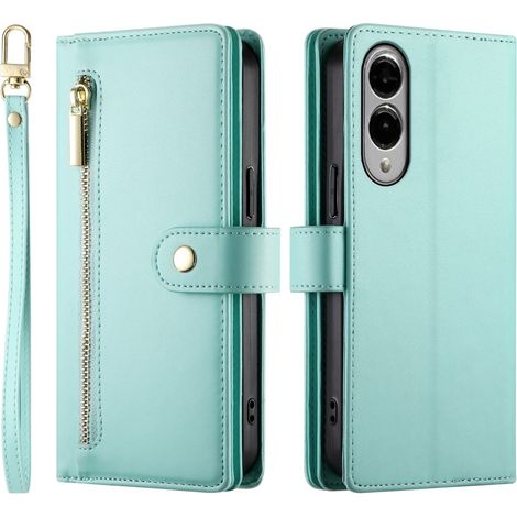 Funda tipo cartera con cremallera para Samsung Galaxy S25 Edge, color menta. (1/5)