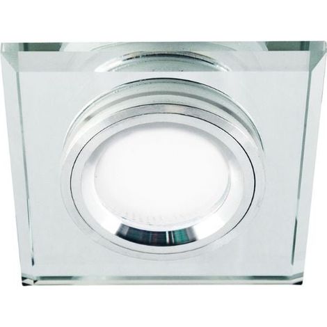 Support Simple Encastrable Verre et Chrome pour Ampoule LED GU10 + Douille - SILUMEN