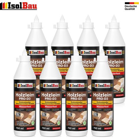 Holzleim D3 Holzkleber Weißleim 8 x 750 ml (860 g) Wasserfest Leim Kleber (1/5)