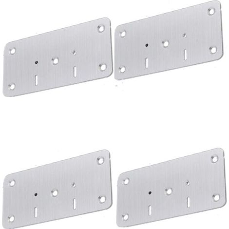 Piastra di riparazione per cerniere di mobili. Confezione da 4 pezzi. Argento. (1/4)