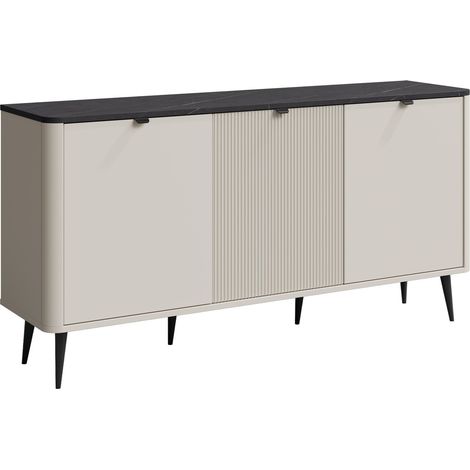 Aparador Lufela 106, Cachemira + Mármol gris, 82x160cm, Número de puertas: 040cm, MDF, Aglomerado laminado