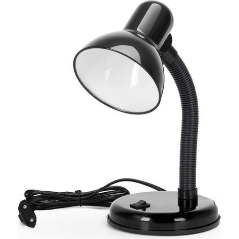 Lampe de bureau rétro 1 unité Métal noir Col réglable Douille E27 intégrée Idéale pour la lecture et la lampe de chevet (1/5)