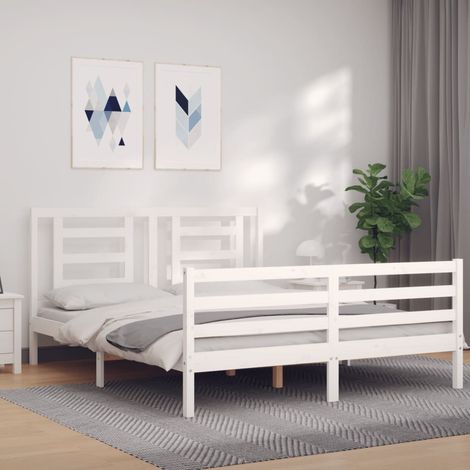 Bed Frame without Mattress White 160x200 cm Solid Wood vidaXL (1/5)