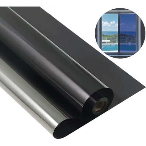 rouleau Film miroir fenêtre intimité statique protection UV pose facile isolation chaleur pour maison bureau et voiture Noir (1/5)