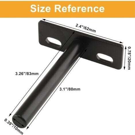 NALOOKAMIC Lot de 4 supports d'étagère flottants de 3 pouces, supports d'étagère aveugles robustes, supports muraux cachés pour étagères flottantes en bois, noir-Étagère murale (1/4)