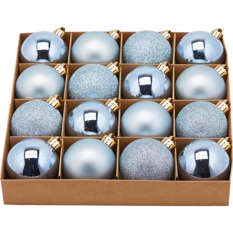 Palline per albero di Natale, colore Blu Chiaro, tinta unita, in PVC -9 palline da Ø 8 cm (1/3)