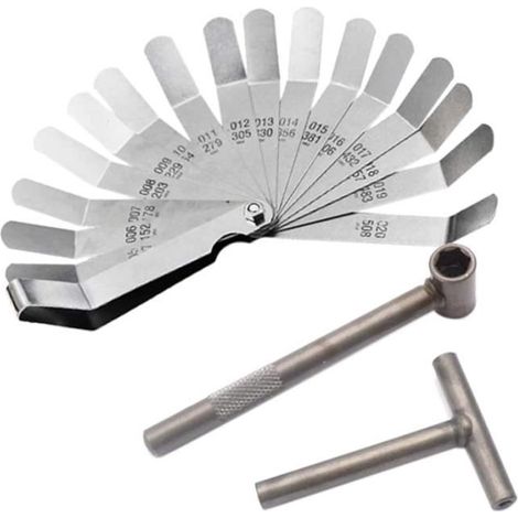 3 PièCes Vis de Soupape de Moteur Clé de RéGlage Outil de RéGlage Du Jeu de Soupape Outils + Jauge D'éPaisseur 0,005 - 0,020 Pouces (1/4)