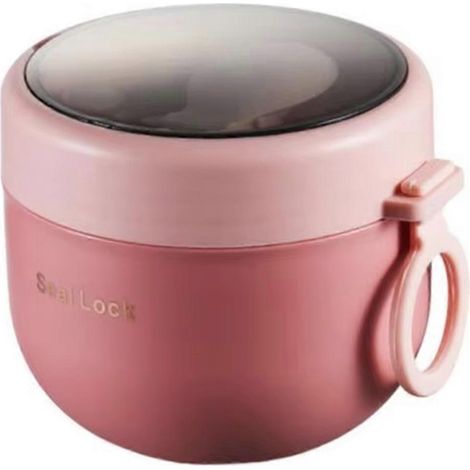 Inox vacuum soupe tasse portable lunch boîte avec cuillère, microwave sûr, mignon design rose (1/5)