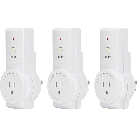 Prise intelligente sans fil avec télécommande, interrupteur à distance traversant les murs, mise en marche/arrêt à distance (norme US 120V, télécommande avec pile intégrée, réf. TS-868 US 3+1). (1/5)