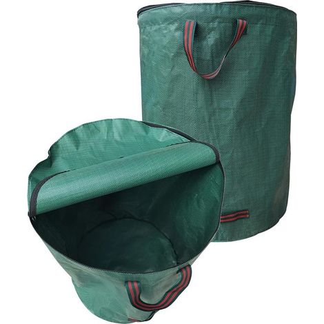 2X 120L Sac Déchets Jardin Autoportant, Résistant & Indéchirable, avec Couvercle et Poignées, Grand Sac Jardin pour Feuilles, Tonte de Pelouse, Tailles de Haies et Déchets Verts, Réutilisable (1/5)