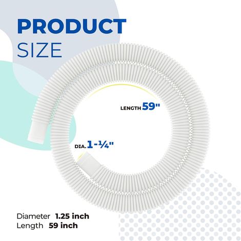Tuyau de rechange pour tuyau de piscine - pour accessoires de piscines hors terre tuyau de remplacement pour pompe de piscine, 59" x 1,25" avec 4 clips - 2 pièces (1/4)