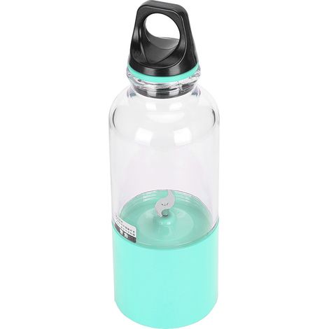 Extracteur de jus électrique portable avec deux têtes de coupe-fruits, 2600 mAh, rechargeable par USB, idéal pour les voyages et la maison (bleu, 500 ml). (1/5)