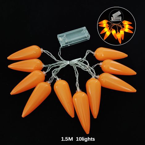 Guirlande Lumineuse De Pâques - 10 Ampoules LED Avec Lanternes En Forme De Carotte - Décoration Intérieure Et Extérieure - 1,5 M (1/5)