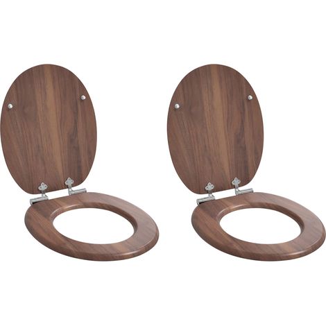 Soft-Close Toilet Seat 2 pcs Brown 44 x 38 cm MDF board vidaXL
