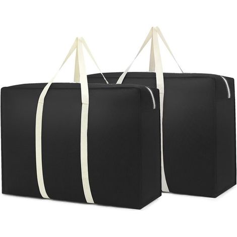 Lot de 2 grands sacs de rangement de 89 litres, imperméables et pliables, avec fermeture éclair, pour couettes, oreillers et linge de lit. Idéal pour le déménagement, le rangement de vêtements, les sa