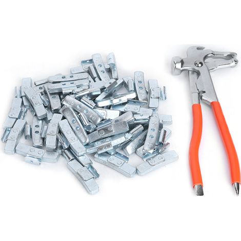 50 pièces 35g 1.23oz Poids en alliage d'aluminium à clipser pour équilibrage de roues, outil de réparation de pneus (avec pince d'équilibrage) (1/5)