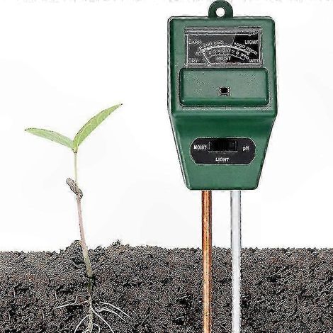 3-in-1-Bodentester für Garten, Rasen, Landwirtschaft und Pflanzenpflege: pH-, Feuchtigkeits- und Lichtmesser, grünes Diagnosegerät, präzise und einfach zu bedienen (1/5)