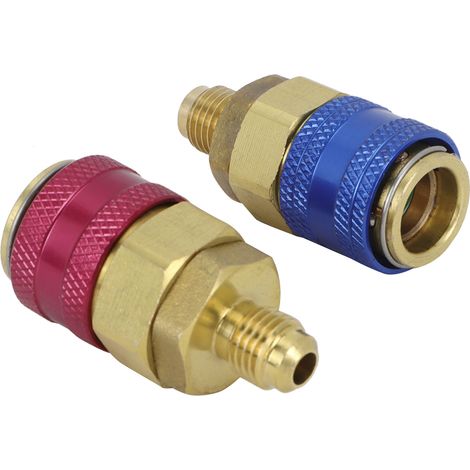 Raccords rapides auto R134a 2 pièces, haute et basse pression, rouge et bleu, connecteur AC (1/3)