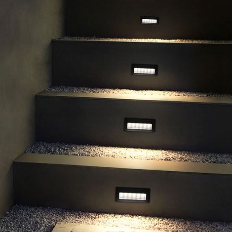 Éclairage d'escalier LED, étanche extérieur IP65, éclairage d'escalier intérieur, éclairage d'escalier LED rectangulaire, éclairage de terrasse, éclairage encastré. (1/5)