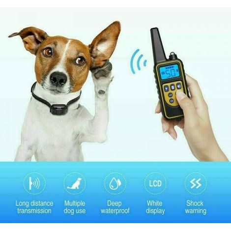 COLLARE IMPERMEABILE TELECOMANDO ADDESTRAMENTO CANI SCOSSA ELETTRICO LCD (1/5)