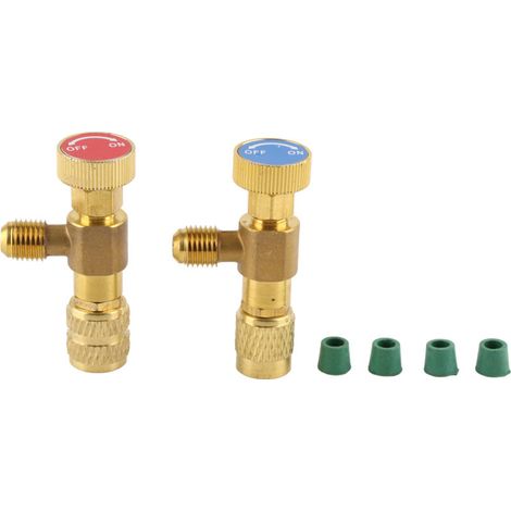Lot de 2 soupapes de sécurité pour réfrigérant liquide, R410A, R22, climatisation, réfrigérant, adaptateur de sécurité 1/4
