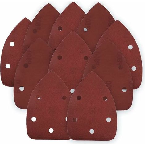 10 pièces 140 90 papier de verre auto-adhésif Triangle ponceuse papier crochet boucle disque de ponçage outils abrasifs pour polir le grain 240, (1/5)